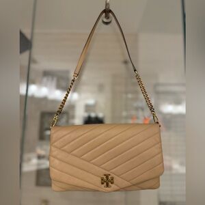 Tory Burch Kira Tan Quilted Shoulder Bag Clutch